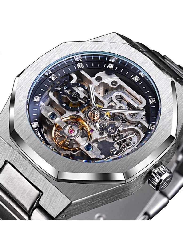 Bukela Watches for Men Watch Stainless Steel Luxury Luminous Water Resistant Automatic Mechanical Wristwatch 375SIBK - Image 2